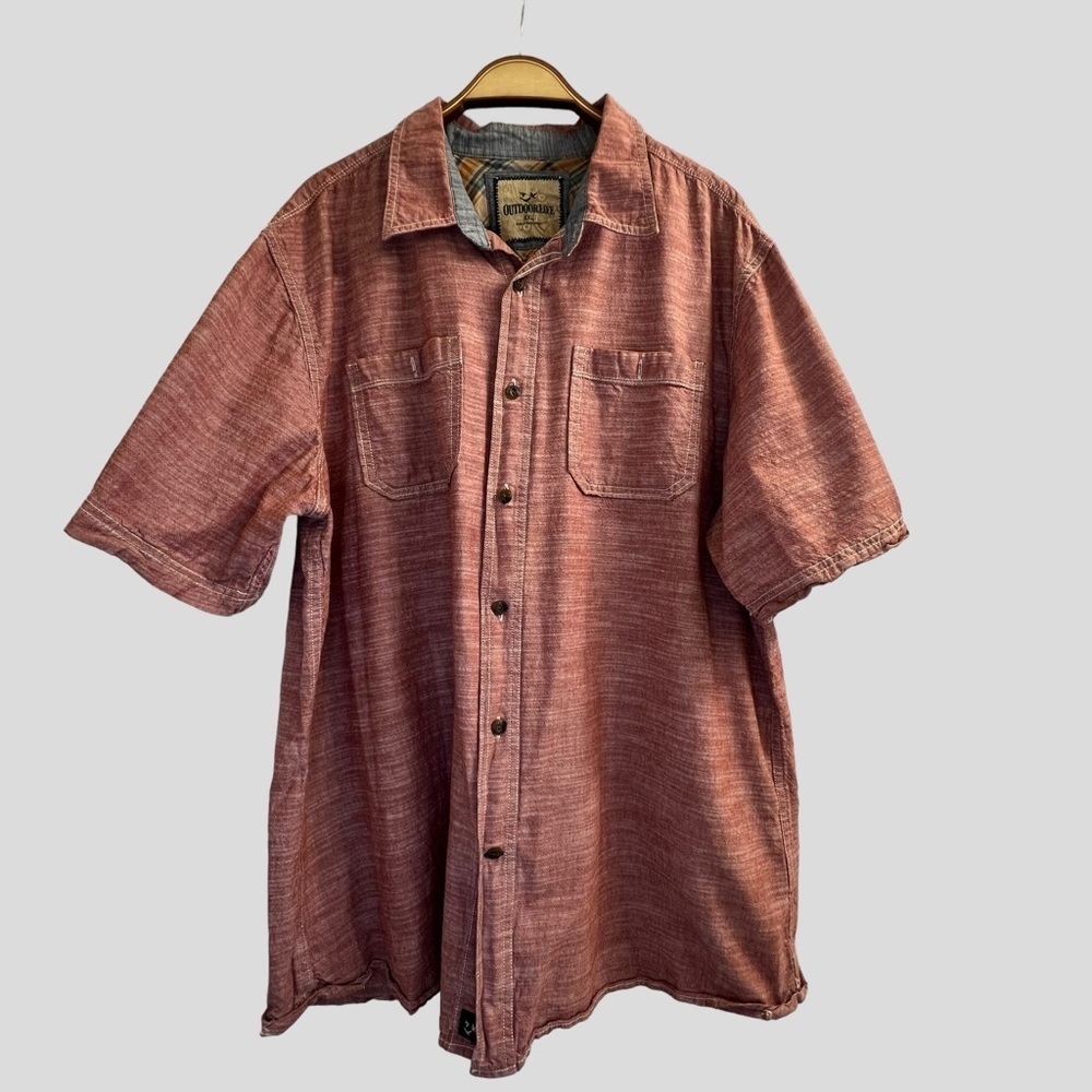 Outdoor Life Men’s Shirt XXL Red Button Down Short Sleeves